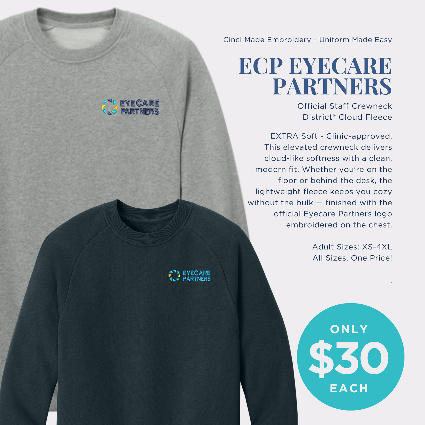 ECP Eyecare Partners — Official Staff Crewneck (DT7804 Cloud Fleece)