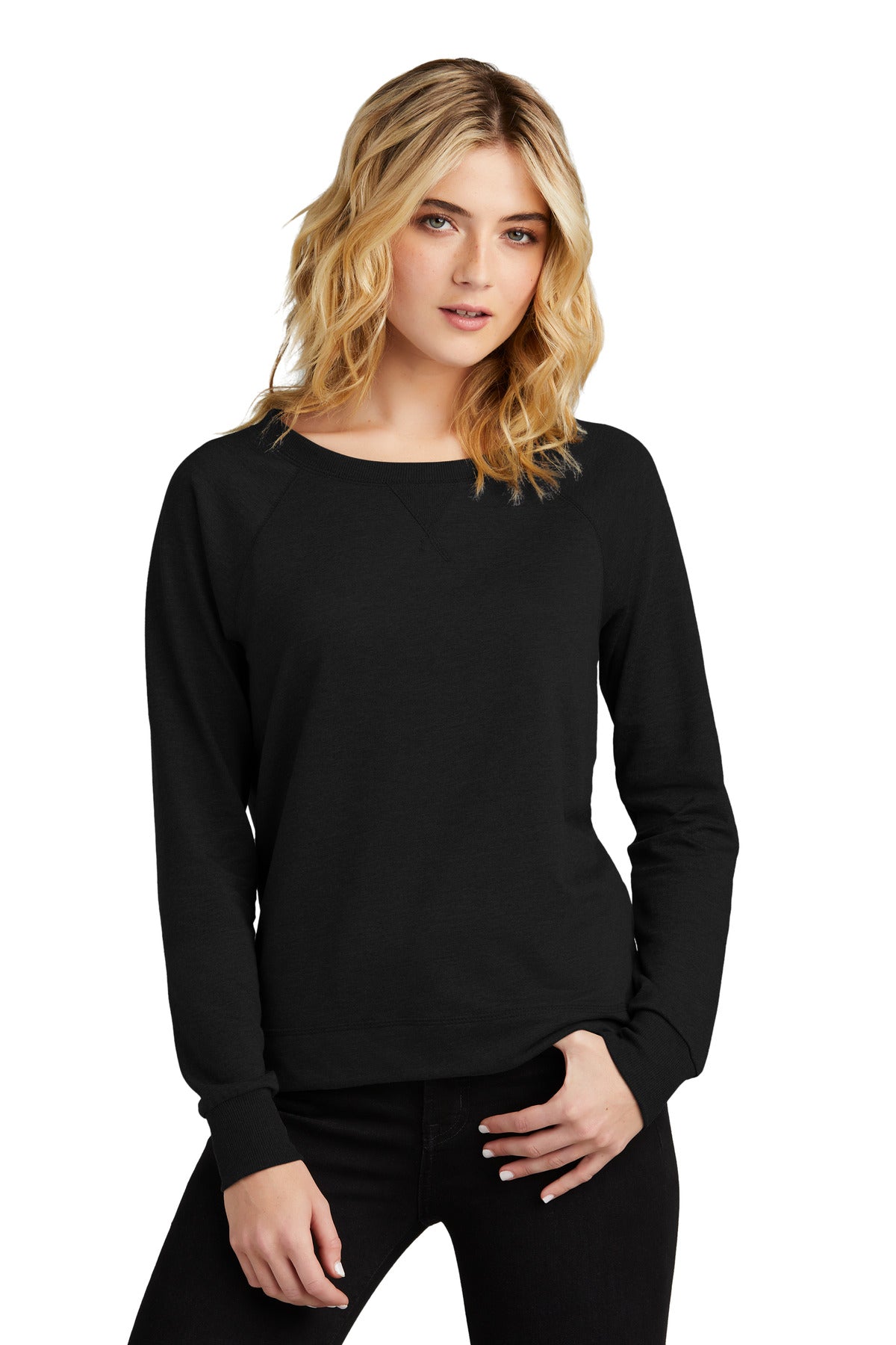 District Women's Featherweight French Terry Long Sleeve Crewneck DT672