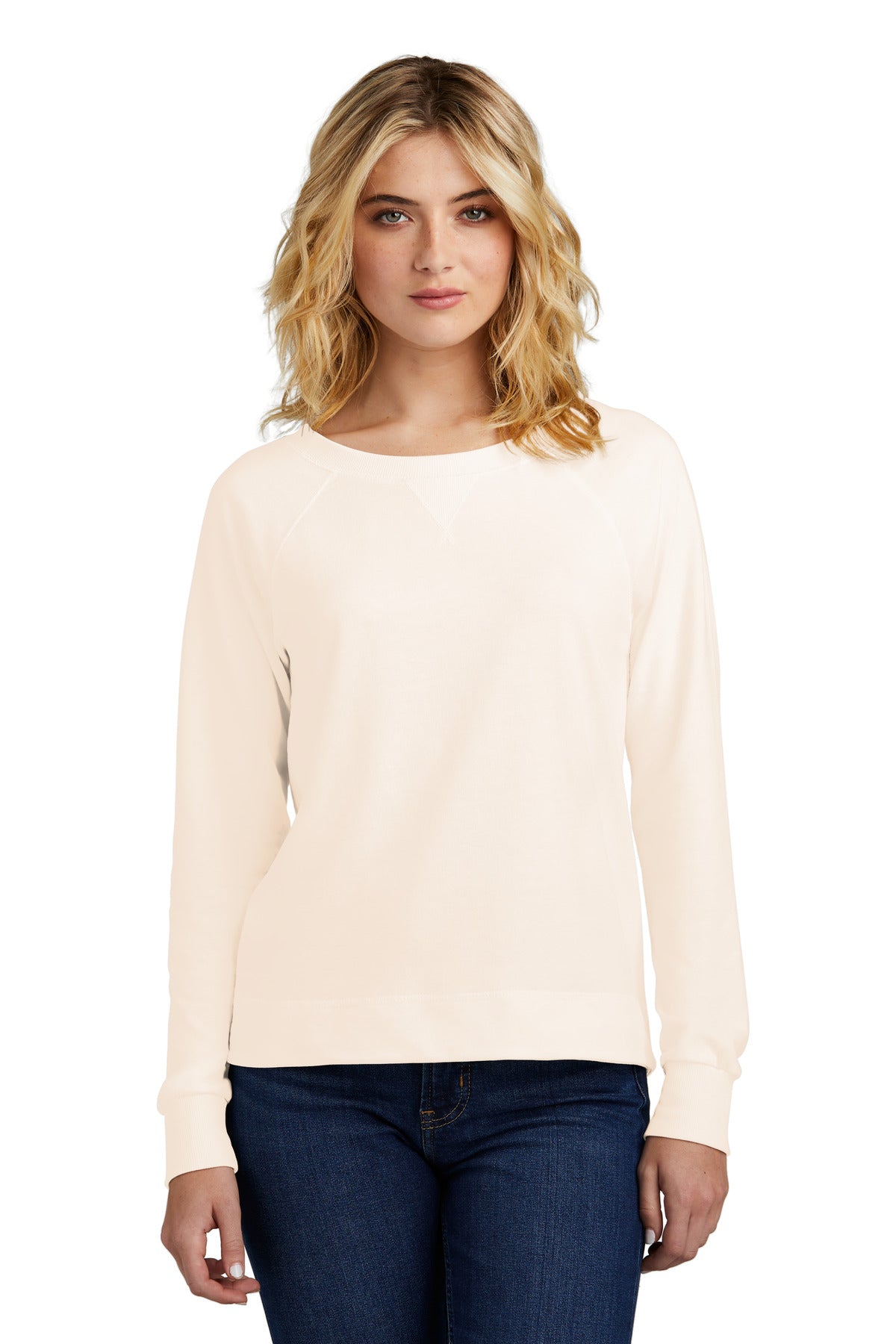 District Women's Featherweight French Terry Long Sleeve Crewneck DT672