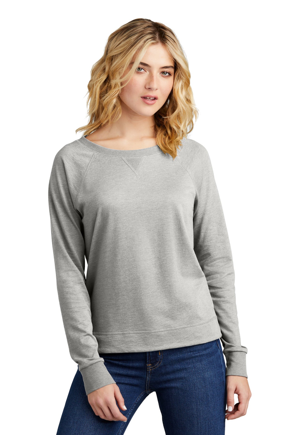 District Women's Featherweight French Terry Long Sleeve Crewneck DT672