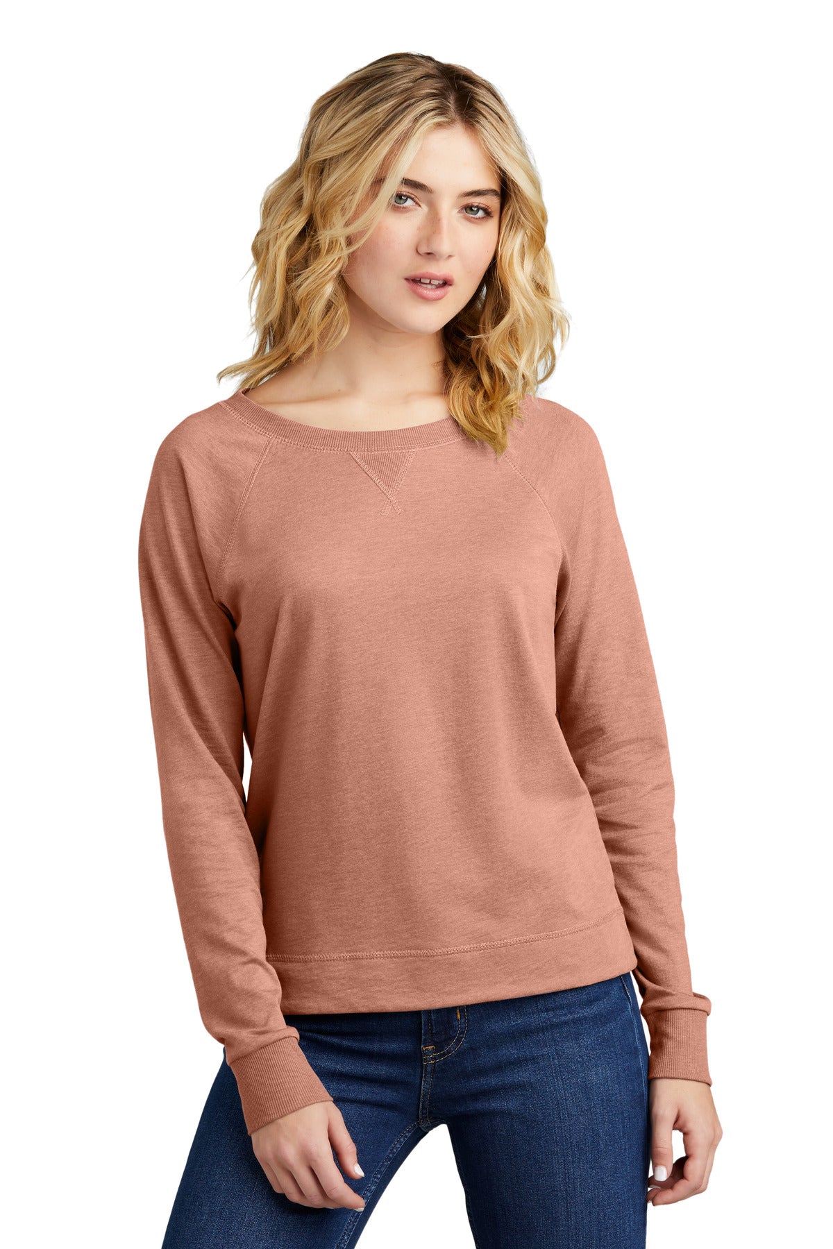 District Women's Featherweight French Terry Long Sleeve Crewneck DT672