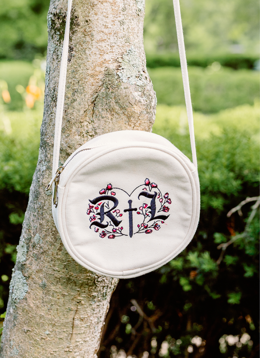 Embroidered Round Crossbody Bag Monogram Crest