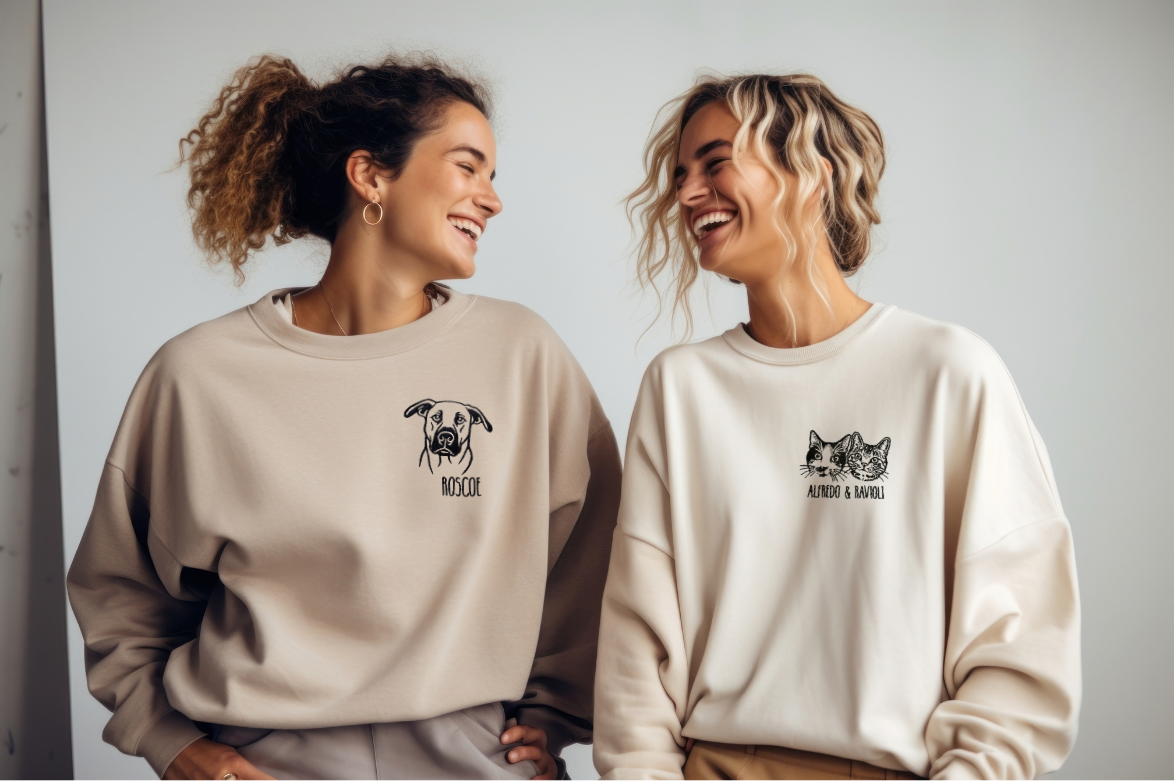 Custom Embroidered Pet Portrait with Name