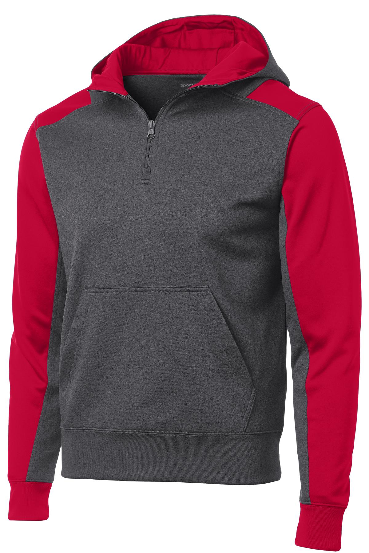 BGR - Sport-Tek  Tech Fleece Colorblock 1/4-Zip Hooded Sweatshirt. ST249