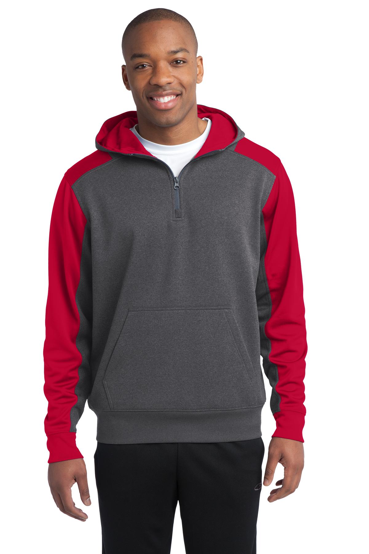 BGR - Sport-Tek  Tech Fleece Colorblock 1/4-Zip Hooded Sweatshirt. ST249