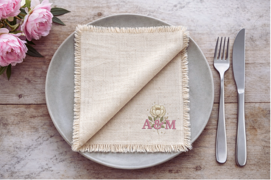 The Heirloom Monogram Linen - Fringe Finish