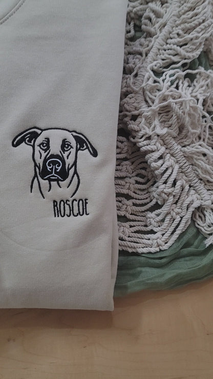 Custom Embroidered Pet Portrait with Name