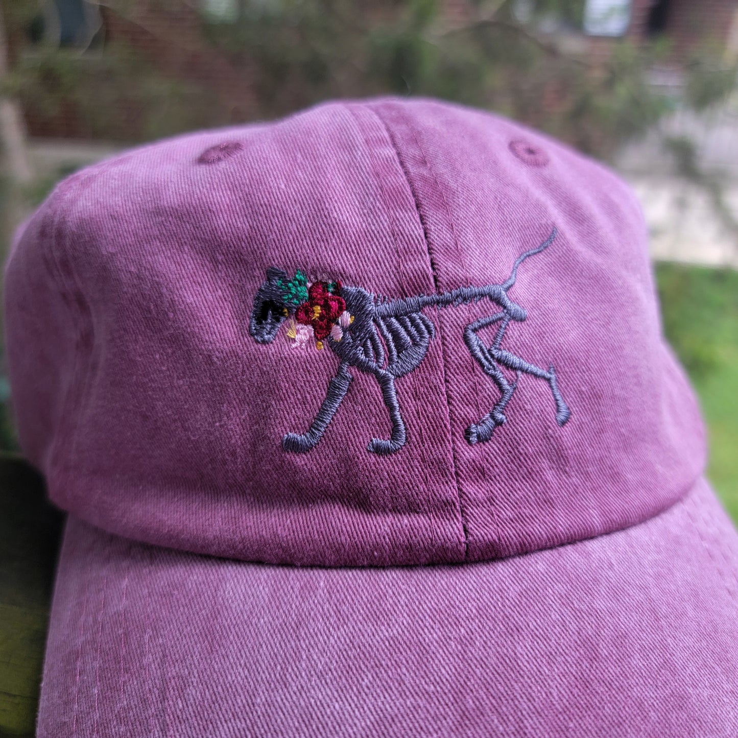 Skelly Cat - Embroidered Pigment-Dyed Cap