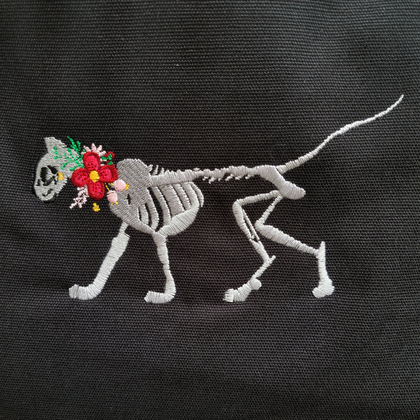 Skelly Cat - Embroidered Beach Wash Tote