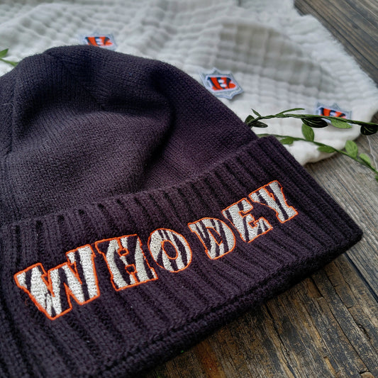WHO DEY - Rib Knit Cuff Beanie