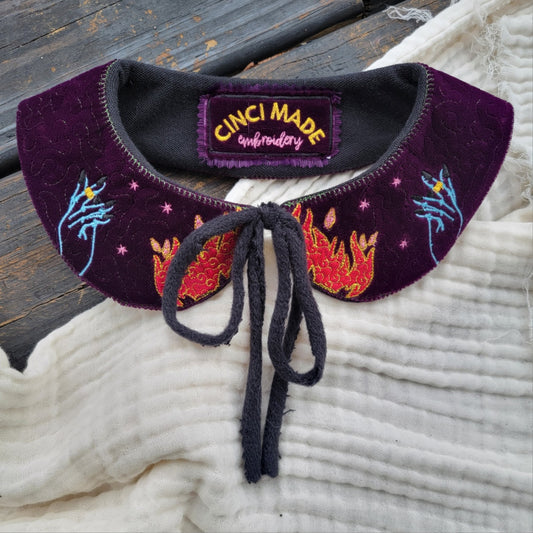 Purple Velvet Fire Spell - Detached Peter Pan Collar