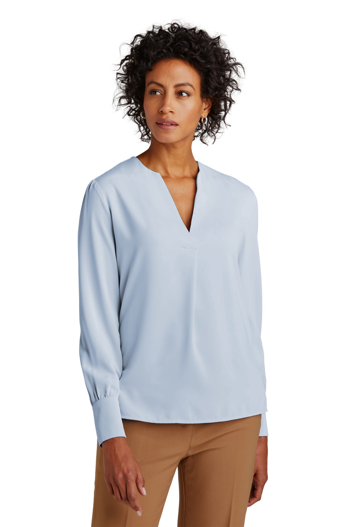 Brooks Brothers Women's Open-Neck Satin Blouse BB18009