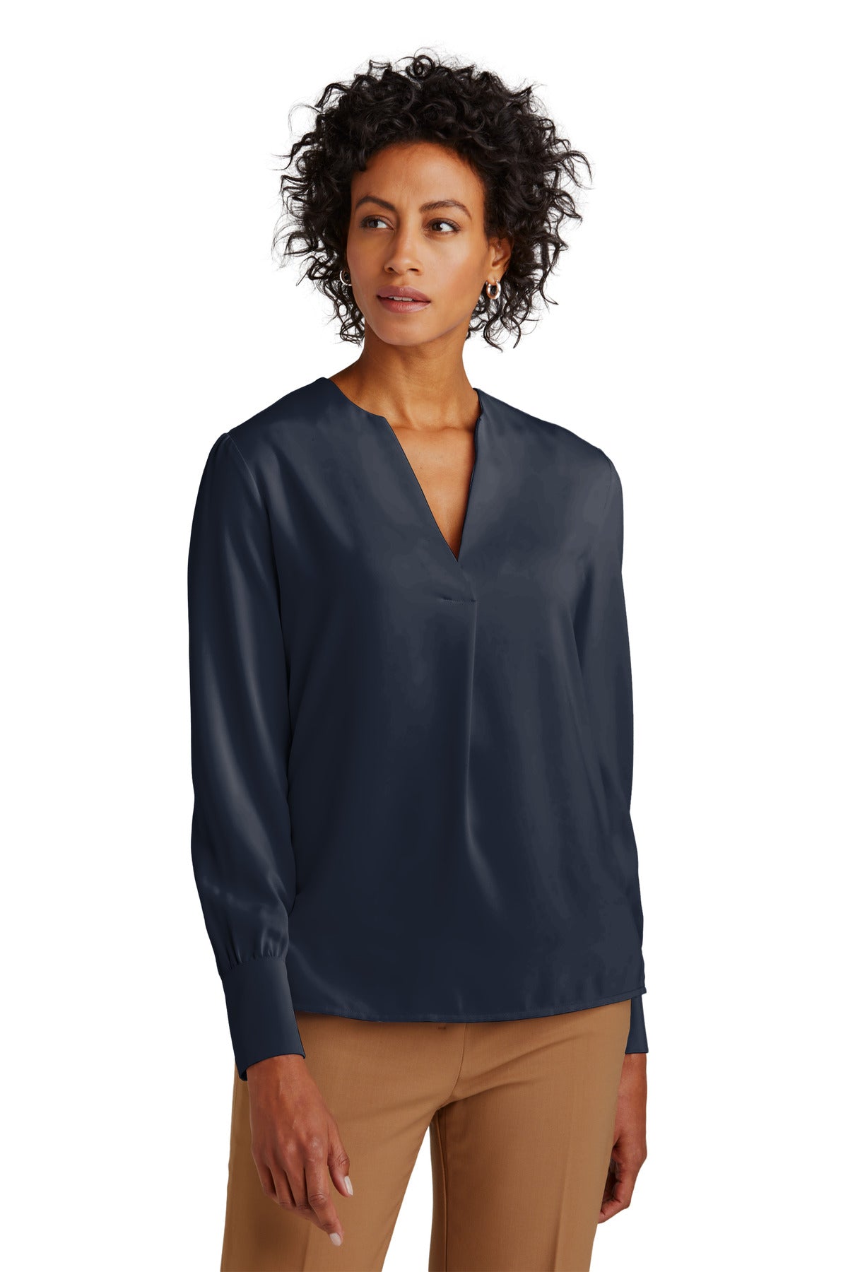 Brooks Brothers Women's Open-Neck Satin Blouse BB18009