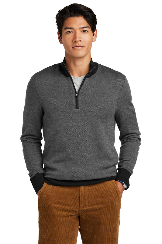 Brooks Brothers Washable Merino Birdseye 1/4-Zip Sweater BB18412