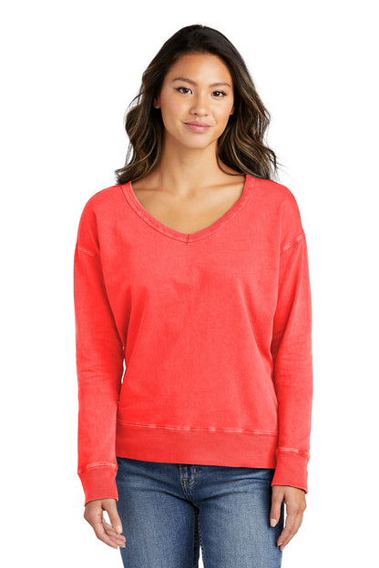 Port & Company Ladies Beach Wash Garment-Dyed V-Neck Sweatshirt LPC098V